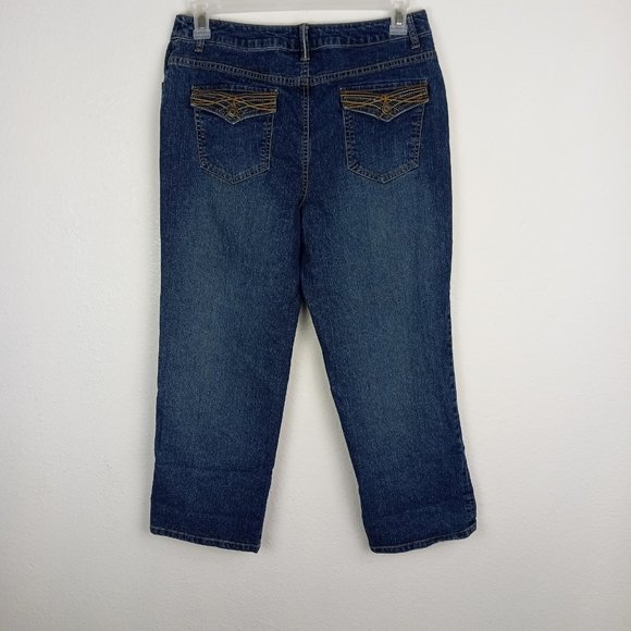 Sonoma Life&Style Jeans Women's Size 12 Straight Embroidered Button Flap Pockets - Picture 4 of 11